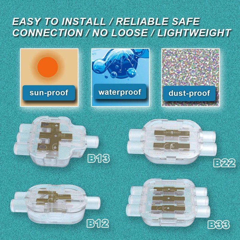 Waterproof Wire Connectors Quick Inserted IP68 Moisture Guard Weatherproof Single-core