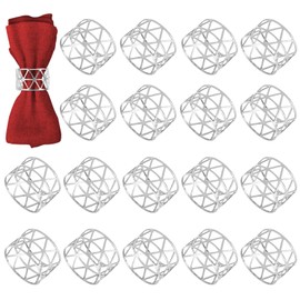 Pack of 18 Napkin Rings Silver Elegant, 4.5 cm Hollow Out Napkin Ring, Reusable Napkin Rings, Napkin Rings for Weddings, Christmas, Family Parties, Table Decoration
