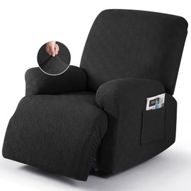 Timeles Recliner Covers Extra Wide Recliner Chair Covers Reclining Couch Covers Sofa Slipcovers Stretch Soft Washable (Single-Seater Oversized, Black)