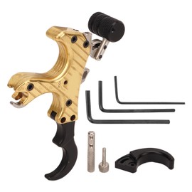 Bow Release Aids Aluminum Alloy Adjustable 4 Finger 360 Degree Rotation Thumb Release Bow Aids for Compound Bow Gold