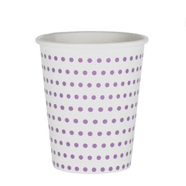 EinsSein 48 x Paper Cups Dots 53 x 75 x 88 mm White/Purple Paper Cups Dots Cups Made of Cardboard Party Tableware Paper Tableware