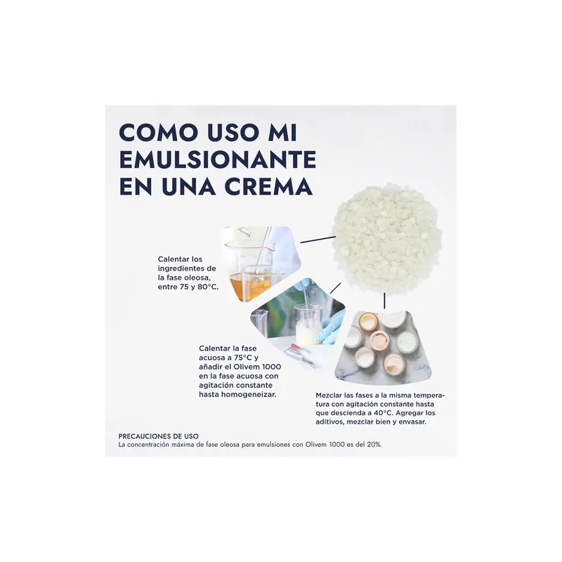 Hebbe Cosmetics Olivem 1000 Emulsionante Cosmtico 250g Libre de Parabenos