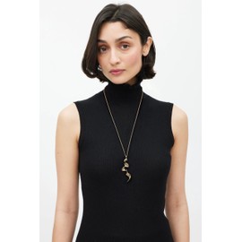 Aobei Pearl Statement Long Pendant Necklace, 18k Gold Disc Necklace for Sweater, Boho, Simple Jewellery for Women, Trendy, Gold, No Gemstone