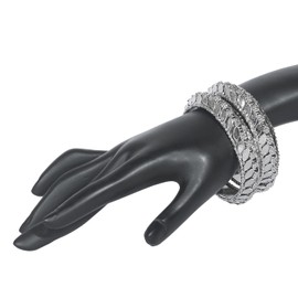 Bodha Traditional Indian Antique Silver Oxidised Fancy Traditional Kada Bangle Set for Women (Set of 2 Bangles) (SJ_3372_S_2.6)