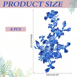 CRAFTYMELODY 4Pcs Sequin Lace Applique Flower Fabric Sew on Patch Embroidered Trim for Wedding Gown Dress Clothes Collar Hat Jeans Craft Decoration Repairing DIY Sewing Accessory Supplies
