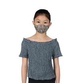 LOFBAZ Cloth Face Coverings Washable Adjustable with Nose Wire Filter Pocket Print(Paisley Khaki Kids, Big Kids - 9 to 13 Years)