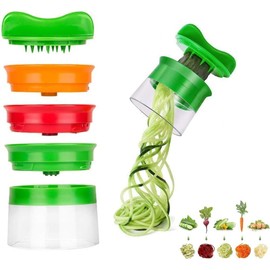 TEKER Cortador de Verduras, Cortador Espiral Manual Mandolina de Verduras con 3 Cuchillas de Acero Inoxidable, Rallador Espiralizador de Verduras para Pepino Papa Calabaza Calabacín Zanahoria