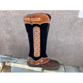 Charro Saddle Black Short Chaps Half Chaps, Caballo Polainas De Gamuza, Horse Gear Tack