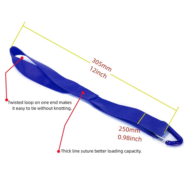 Ruimou 2pcs Blue Soft Loop Tie Down Straps with 2Pcs