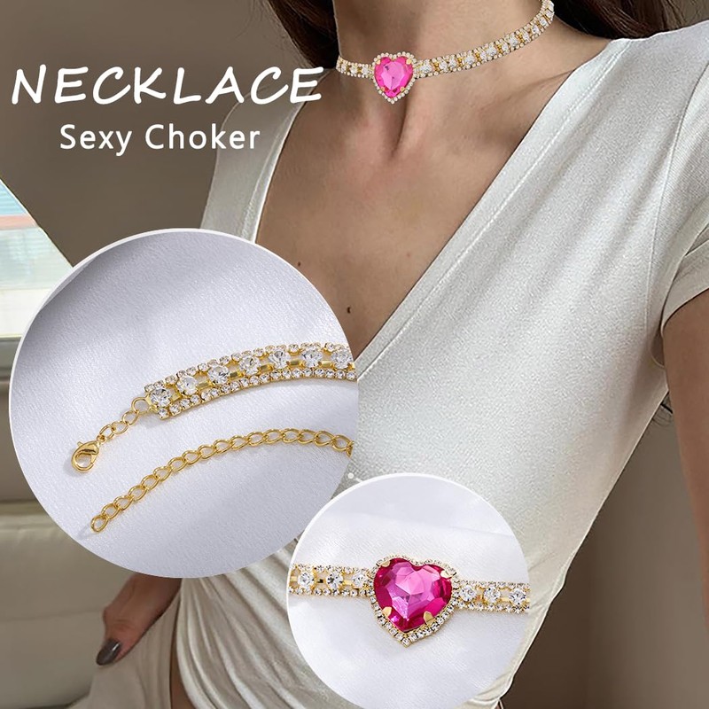 Blindery Rhinestone Choker Necklace Crystal Necklace Colorful Rhinestone Choker Luxury