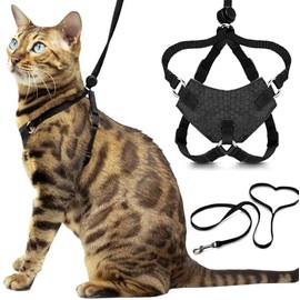 Arnés y correa para gatos, a prueba de escapes, sin estrangulamiento, ligero al aire libre, Bengala - Chaleco  correa para gatos caminantes (M)