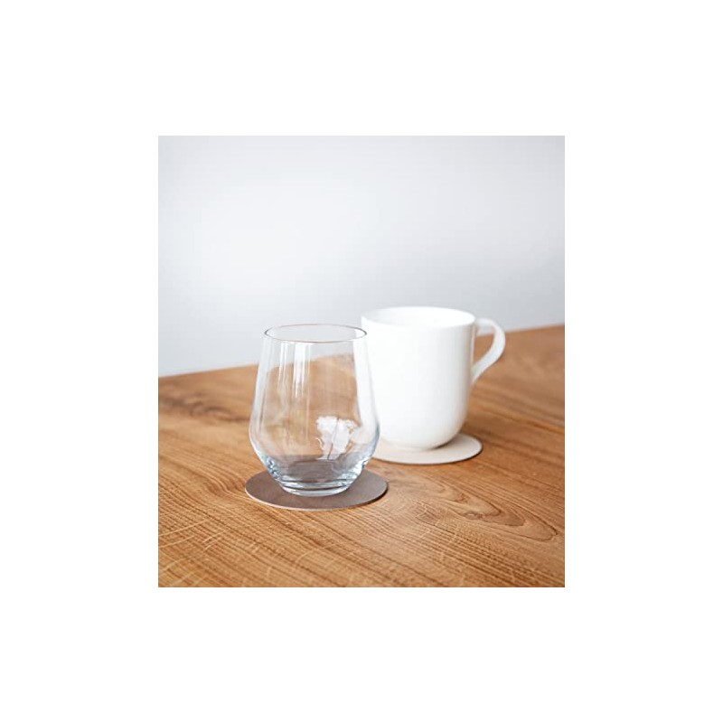 LindDNA Circle 981807 Glass Coaster Recycled Leather Nupo Double-Sided Brown