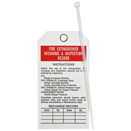 Brady 76222 5-3/4" Height, 3" Width, B-851 Economy Polyester, Red And Black On White Color Fire Extinguisher Tags (Pack Of 25)
