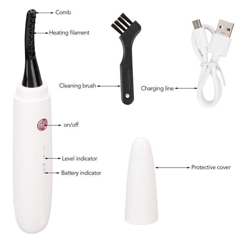 Heated Eyelash Curlers 3 Levels Temperature Long Lasting USB Rechargeable