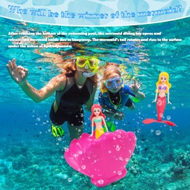 Mermaid Shell Pool Toy, 2PCS Mermaid & 1 Shelll, Mermaid Diving Toys, Swimming Pool Toys, Diving Games Training Children's Gifts, Little Mermaid Party Supplies & Water Toys for Kids Aged 5 & Up