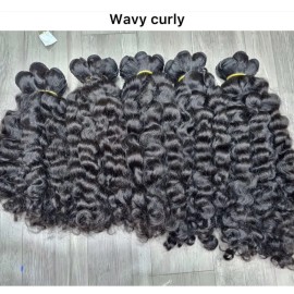 Raw Human Hair 100 Percent Human Hair Burmese Curly Hair Bundles Pixie Curly Natural Wave Straightcolor: wavy curly, Stretched Length: 22"