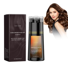 Hair Dye Shampoo, Natural Plant Hair Colour Shampoo, Dyes Hair in Minutes, 3-in-1 Colour Wash for Grey Hair Coverage, Safe Long Lasting and Easy to Use (Dark Brown, 200 ml)