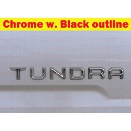 CALI TOP INC Chrome Black 3D Raised Tailgate Inserts Letters for Tundra 2014-2020 REAR