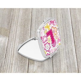 Caroline's Treasures Letter L Flowers and Butterflies Pink Compact Travel Mirrors, Multicolor