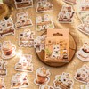 Obujopal 46 Pcs Small Coffee Cat Stickers for Scrapbooking Diary