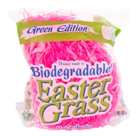 Biodegradable Eco Superbright Easter Grass Shred Plastic Gift Basket Fill, 1.5 oz, Pink
