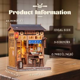 Fsolis Book Nook Kit - DIY Miniature Dollhouse Kit for Adult Activity Tiny Home Mini House Building Kit Bookshelf Decor for Home Library (Morita-Ya Japanese)