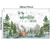 Adventure Awaits Baby Shower Backdrop Decorations, Pine Tree Mountain Wilderness