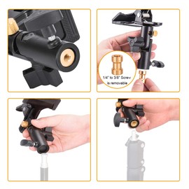 UTEBIT Pack of 2 Photo Studio Folding Reflector Holder, Metal Clamp Holder with 1/4 Inch to 3/8 Inch Female Screw, Multi-Purpose Reflector Holder for Flash, Round Reflector, Background and Light Stand