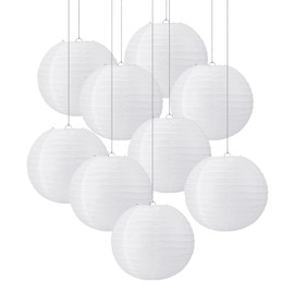 MIVIDE Pack of 20 White Paper Lanterns, 30 cm Lampshade, Round Paper Lantern, White for Weddings, Birthdays, Parties and Events