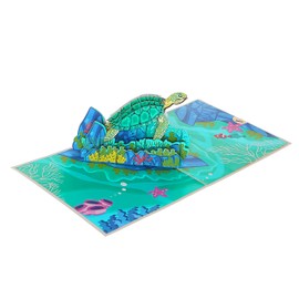 Rykamia Turtle Pop Up Card, 6x6 inches, 3D Turtle Birthday Card, Get Well, Congratulations Card, Thank You, Anniversary, Just Because, Christmas, Card For Friend, Mom, Wife, Dad, Family, Nephew, Niece