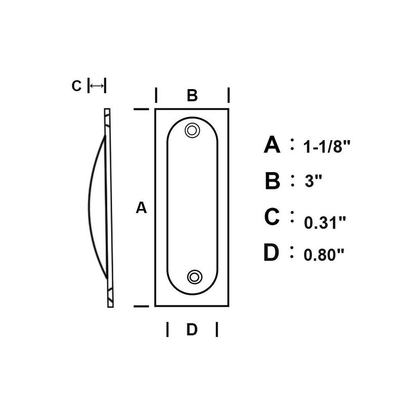 QCAA Solid Brass Rectangular Flush Pull, 3"x1-1/8"x3/8", Oil Rubbed Bronze,
