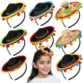 JOYIN 9PCs Cinco De Mayo Fiesta Straw Sombrero Headbands Party Costume, Cinco De Mayo Accessories, Baby Sombreros, Fiesta Headbands for Women, Luau Event Photo Props, Mexican Theme Decorations, Fiesta Party Favors