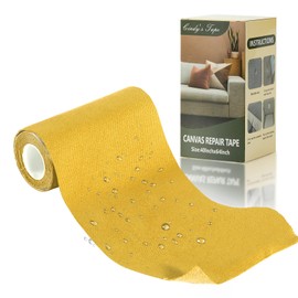 Linen Canvas Repair Tape, 4×63 Inches Yellow Waterproof Self-Adhesive Patch for Outdoor Gear, Durable Fabric Tape for Boat Covers, Couch,Tents, Sofas, Sun Shades, Awnings, and Lounge Chairs