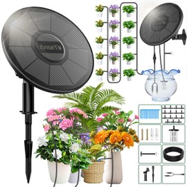 AnseTo Solar Irrigation System Integrated Irrigation Controller with 2200 mAh Battery, Solar Automatic Drip Irrigation System Kit for Garden, Balcony, Greenhouse with Water Level Detection
