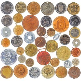 20 PCS MIX OF EXONUMIA: TOKENS, MEDALS, SOUVENIR MEDALLIONS, ELONGATED COINS...