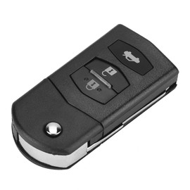 Flip Key Case, Qiilu Key Fob Case, 3 Buttons Car Remote Control Folding Flip Key Fob Case Blade Cover Shell Fit for 2 3 5 6 RX8 MX5