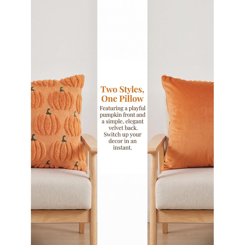 Set of 2 Autumn Cushion Covers 40x40cm 16x16 Inch Square