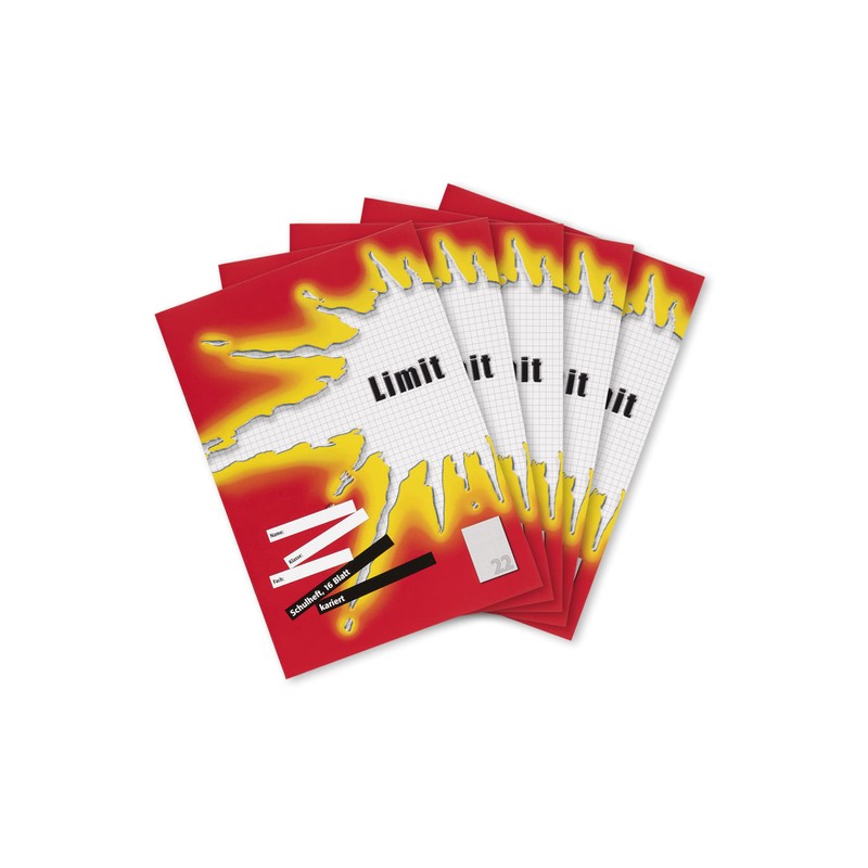 Limit Limit Schulheft A4, 16 Blatt, Lineatur 22, kariert, 5