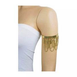 Unbranded Women Gold Metal Chain Upper Arm Cuff Bracelet Bling Cross Charm Chain Wave