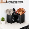 Wooden Kitchen Utensils Holder with 3 Compartments, Large Wooden Large