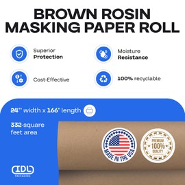 Brown Rosin Masking Paper 24" x 1992" (166 feet), 332 Sq.Ft. – Thick Floor Covering (66 lb Thickness) - USA-Made Masking Paper for Painting and Construction, Surface Protection by IDL Packaging