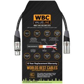 WBC-VALUELINE-2CS (22 AWG) - 6 Inch–Low-Capacitance Shielded Balanced Flexible Microphone, Active-Speaker & Interconnect Cables with Eminence Gold XLR Connectors