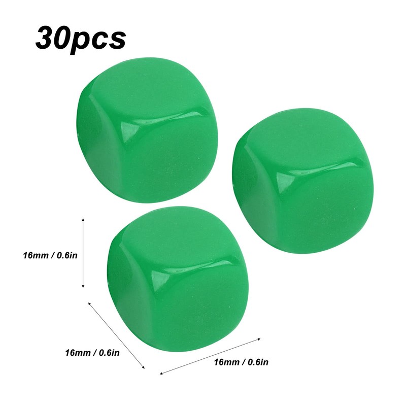 RiToEasysports 30pcs 16mm Plastic Rounded 6 Sided Blank Dice Set