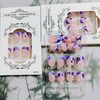 Flower Press on Nails Short Square Purple Fake Nails with