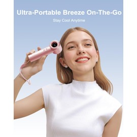 SOTHING Portable Handheld Fan, 16000RPM Pocket Turbo Fan with Lanyard, Digital Display, Mini Personal Hand-fan with 100 Speeds Powerful Cooling for Women Lash Travel Home Office Outdoor (Pink)