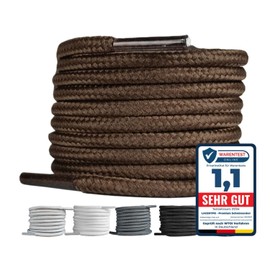 LaceHype 2 Pairs – Premium Round Shoelaces, Diameter 4.5 mm, Polyester, for Work Shoes, Boots, Outdoor Shoes and Sports Shoes, Tear-Resistant Shoe Laces, brown