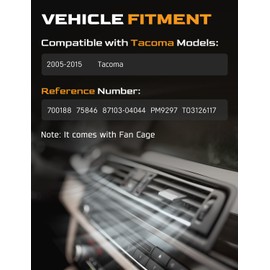 HYR 75846 AC Heater Blower Motor Fit for Toyota Tacoma 2005-2015, Front Side with Fan Cage Replace# 700188, 87103-04043, 87103-04044, PM9297, BM9297C