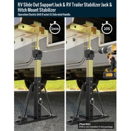 2025 Upgraded Triple Multi-Purpose RV Slide Out Support Jack & RV Trailer Stabilizer Jack & Hitch Mount Stabilizer [Allow Drill], 19.68" to 39.44" Adjustable, Supports Up to 5,000 lbs (1 Pcs)
