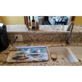 Caroline's Treasures Gulls Scavenging Dish Drying Mat Absorbent Dish Drying Mat Pad for Kitchen Counter Dish Drainer Mat for Countertop, 14 x 21", Multicolor