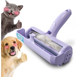 Life Products Reusable Dog and Cat Hair Remover - Lint Roller for Pet Hair- Remover for Couch, Furniture, Carpet, Car Seat, Reusable Pet Hair Roller W/Self-Cleaning Base - and Many More (Purple)